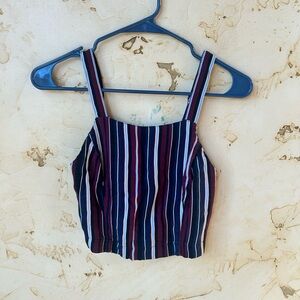 Hollister Crop Striped Top Adjustable Straps Small Blue & Burgundy